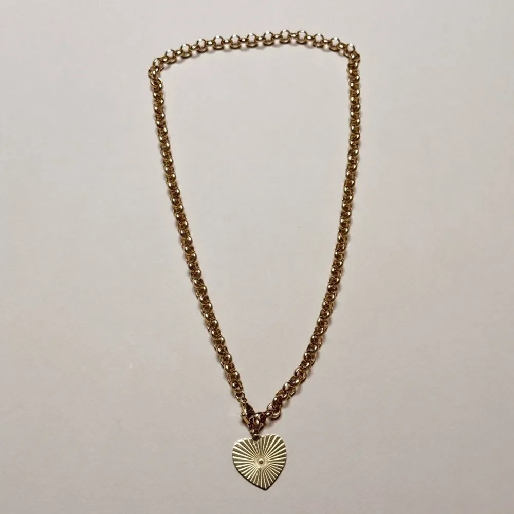 Gold Heart Pendant Necklace S981